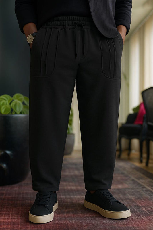 POCKET STRIPE TROUSER - BLACK