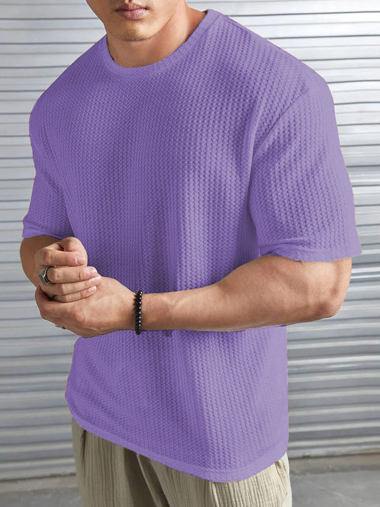 OVER-SIZED WAFFLE KNIT TEE FOR MEN - OXFORD LILAC