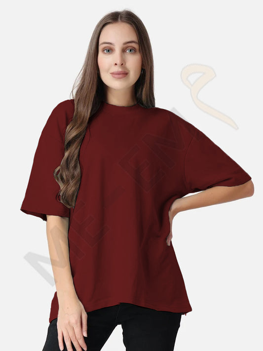 DROP SHOULDER T-SHIRT - MAROON