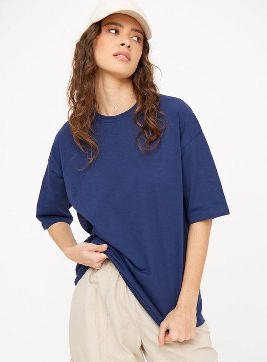DROP SHOULDER T-SHIRT - NAVYBLUE