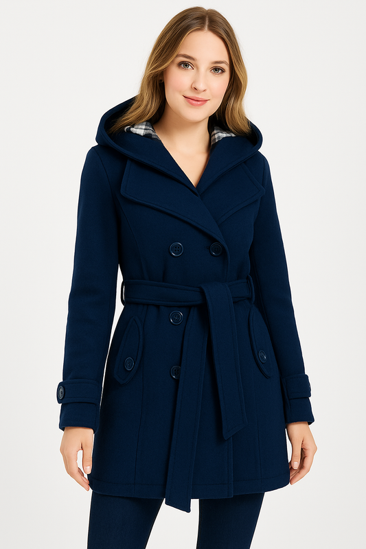 WOMEN LONG COAT - NAVYBLUE