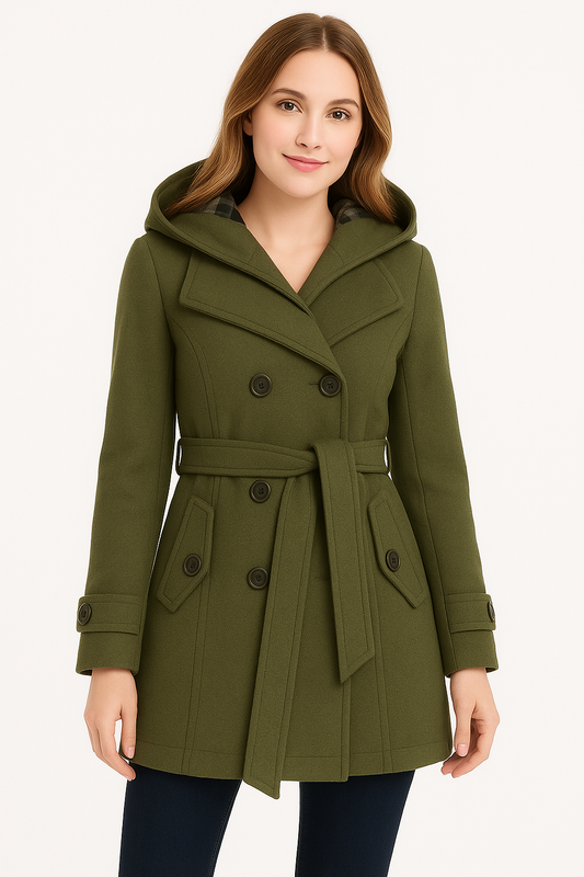 WOMEN LONG COAT - OLIVE