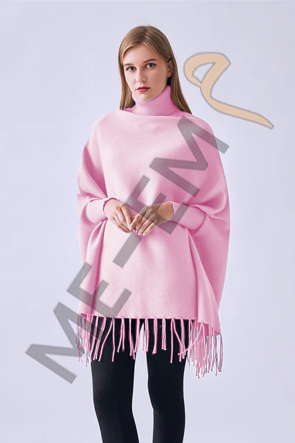 PLAIN PONCHO - PINK