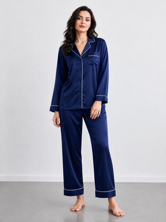 PLAIN SILK - NAVY BLUE