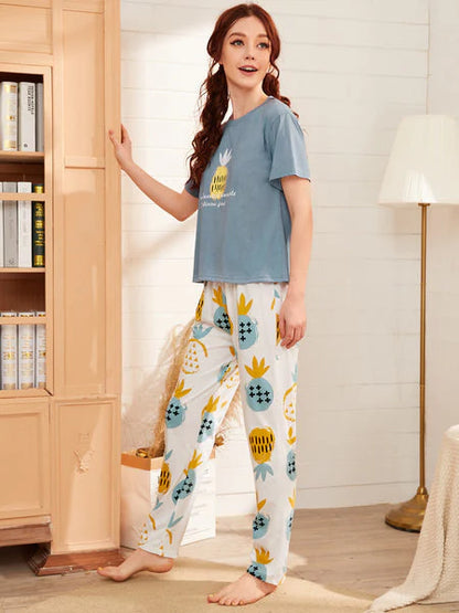 HN-PINEAPPLE PRINTED NIGHT SUIT