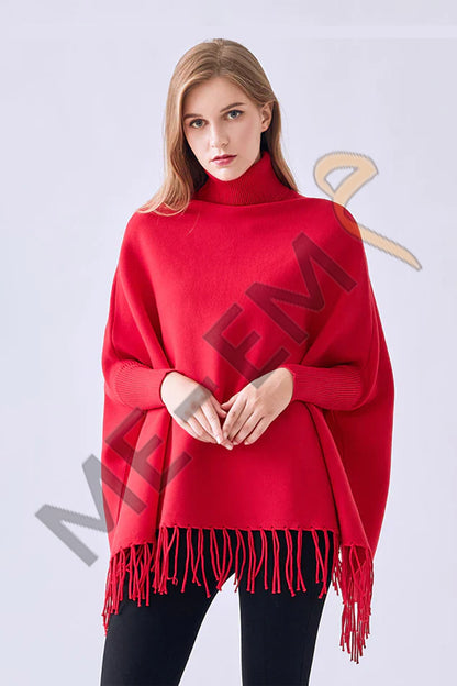 PLAIN PONCHO - RED