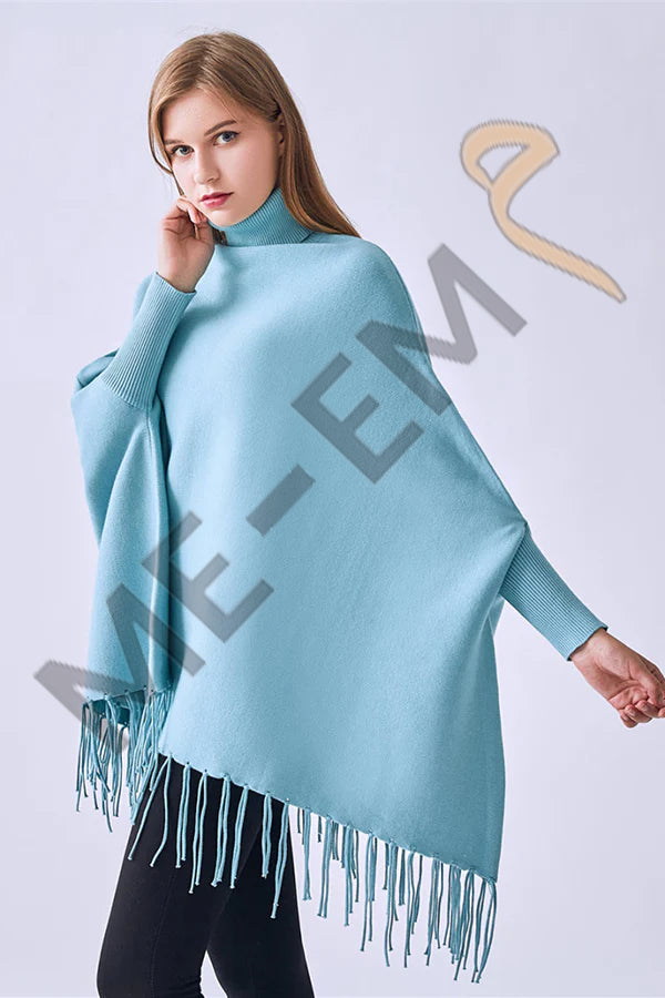 PLAIN PONCHO - SKYBLUE