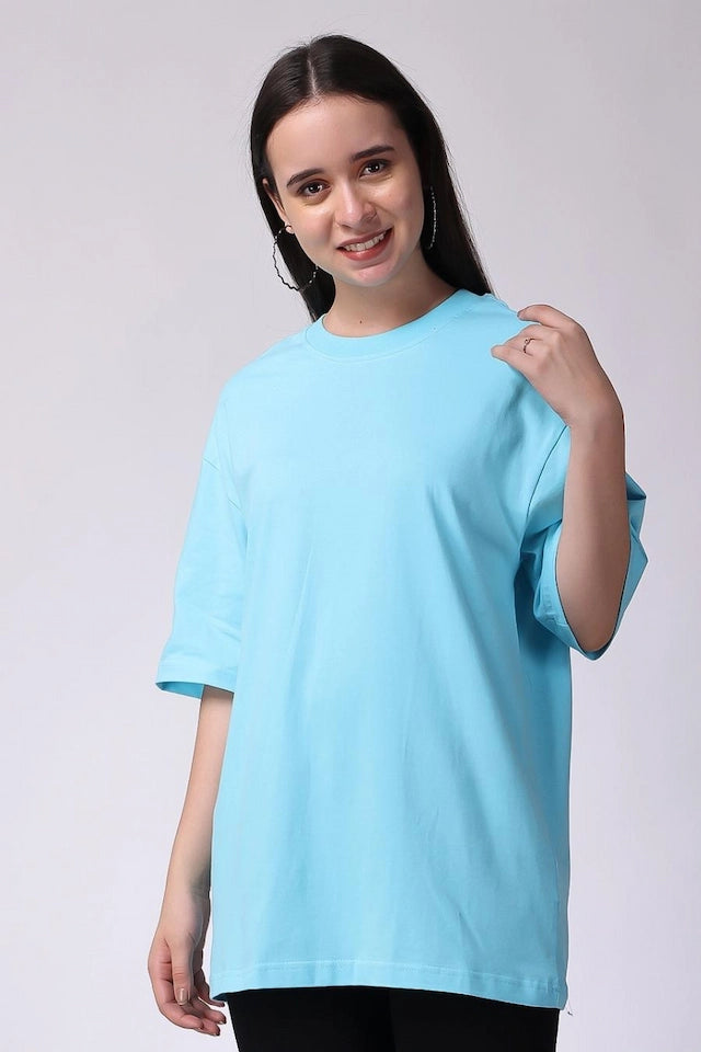 DROP SHOULDER T-SHIRT - SKYBLUE