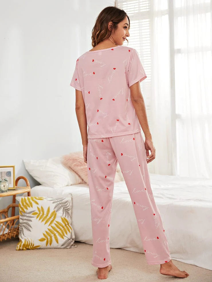 HN-SMALL HEARTS PRINTED NIGHT SUIT