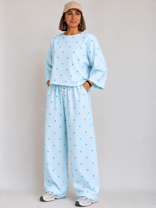 Women's Premium Burberry Fabric Sleepwear Set – Loose Trouser & Short Tee SBSPJ-01