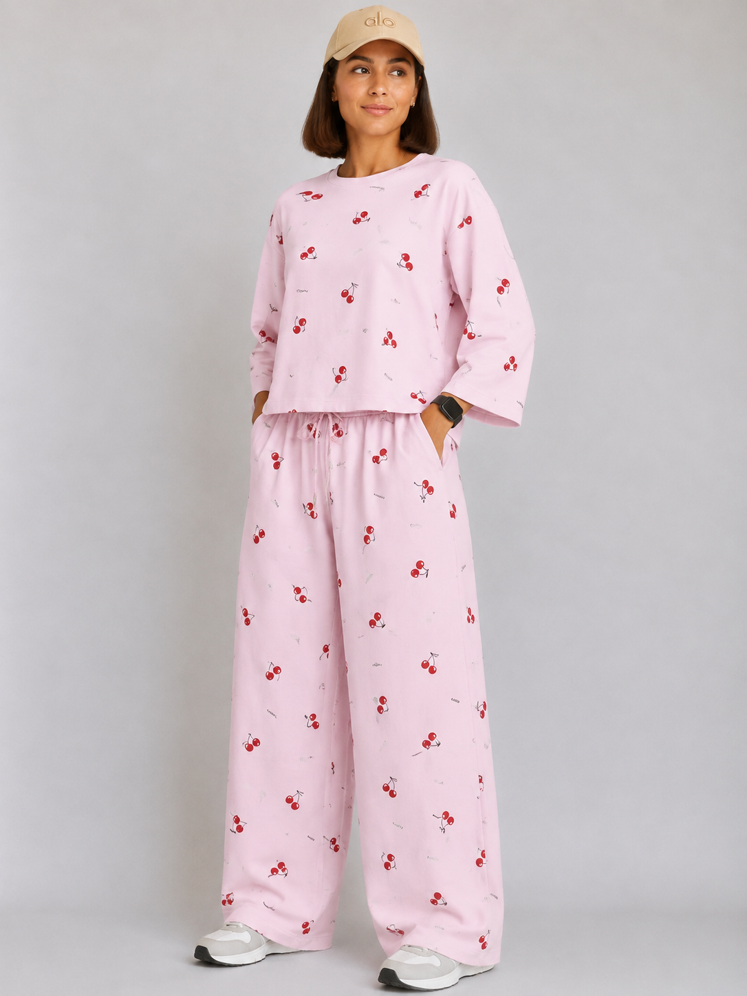 Women's Premium Burberry Fabric Sleepwear Set – Loose Trouser & Short Tee SBSPJ-04