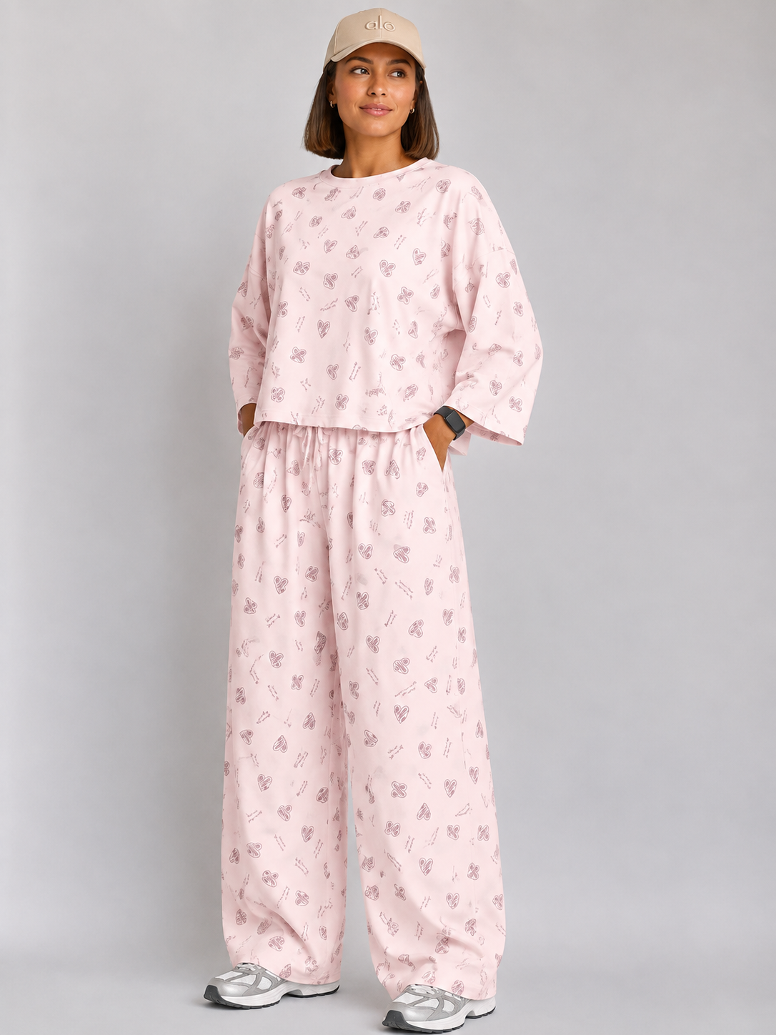 Women's Premium Burberry Fabric Sleepwear Set – Loose Trouser & Short Tee SBSPJ-12
