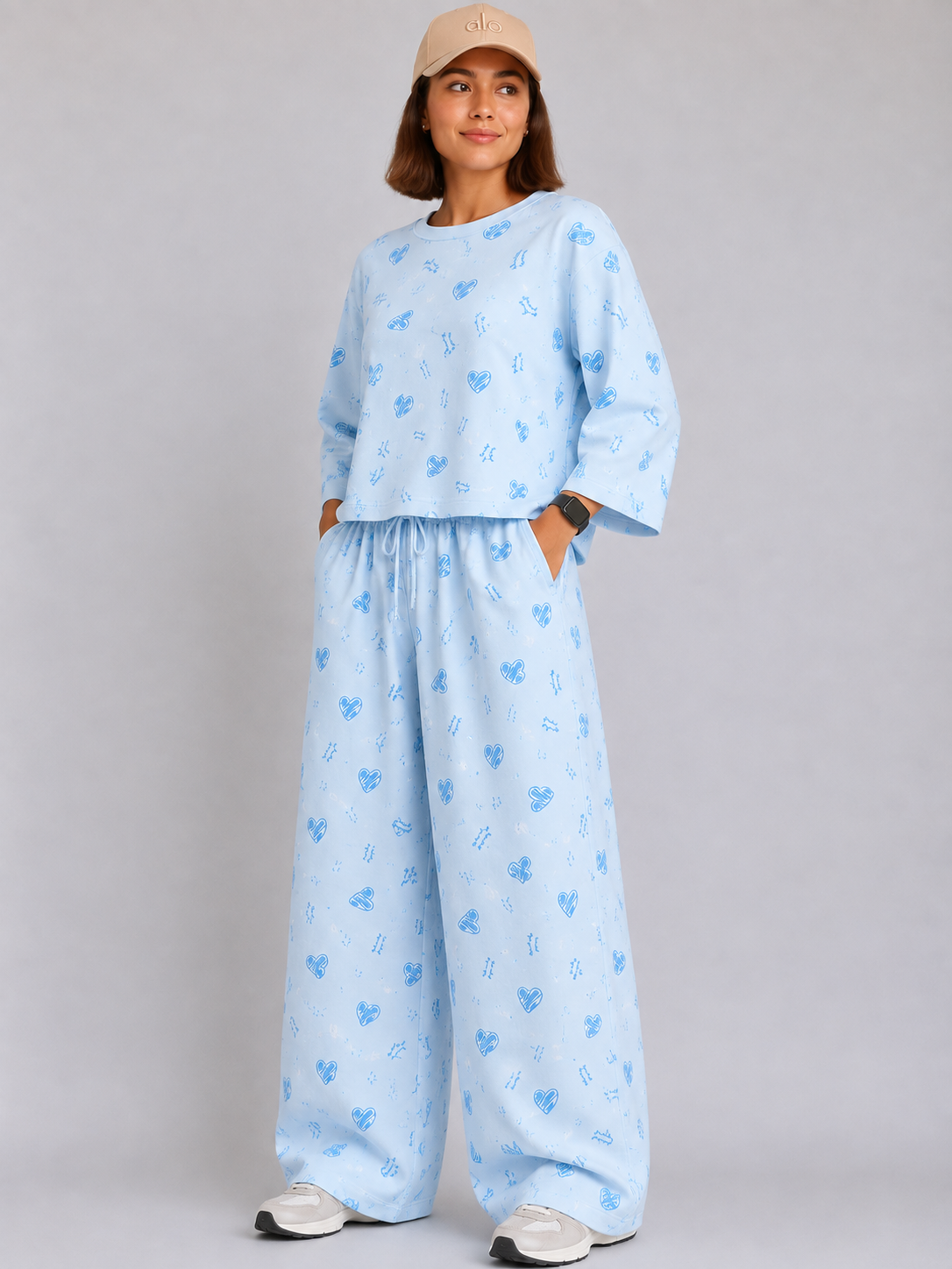 Women's Premium Burberry Fabric Sleepwear Set – Loose Trouser & Short Tee SBSPJ-08