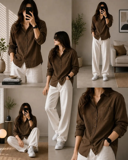 Premium Women's Classic Linen Relaxed Shirt SBS-11