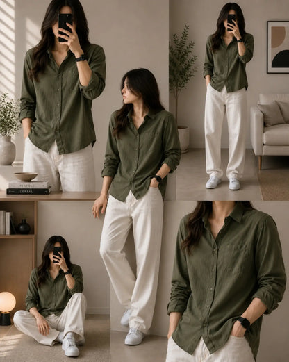 Premium Women's Classic Linen Relaxed Shirt SBS-11
