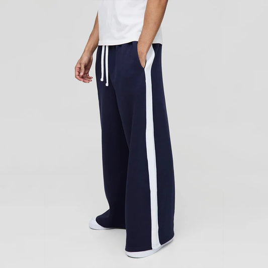 SIDE PANEL WIDE LEG TROUSER - NAVYBLUE