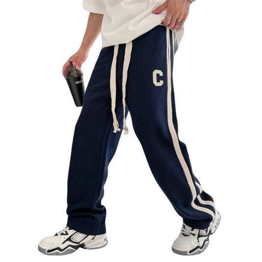 SIDE STRIPE EMBROIDERY TROUSER - NAVYBLUE