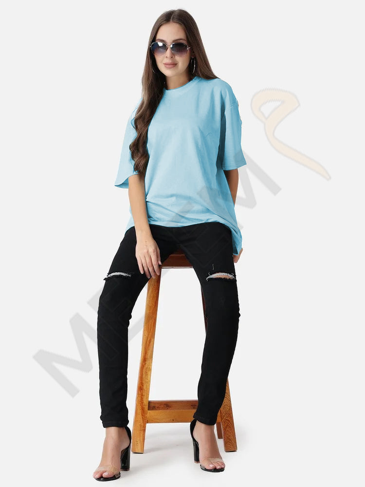 DROP SHOULDER T-SHIRT - SKYBLUE