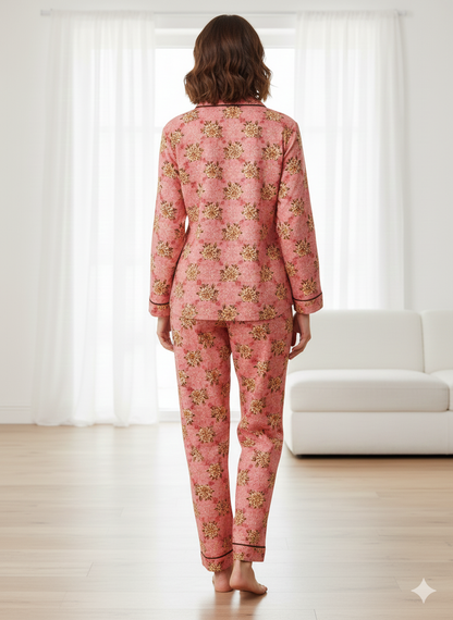 Digital Printed Button Down Night Suit - PNS-013