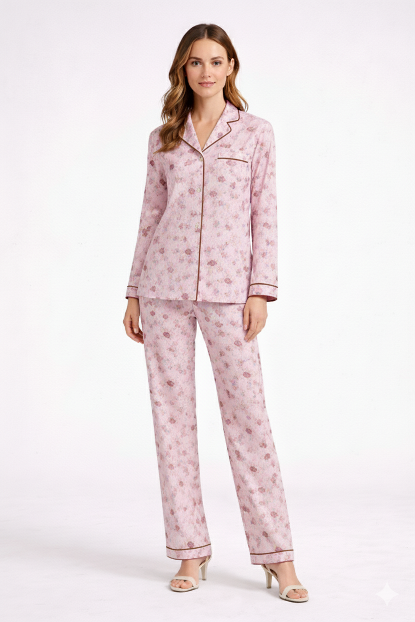Digital Printed Button Down Night Suit - PNS-012