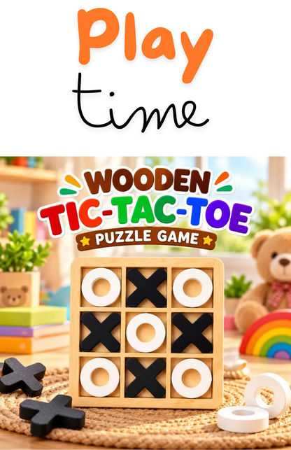 Wooden Tic-Tac-Toe Puzzle Game