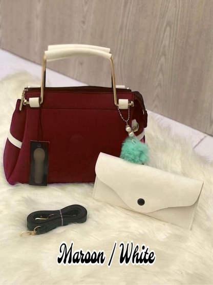 TWO TONE TRENDING BAGS WITH POUCH BAG