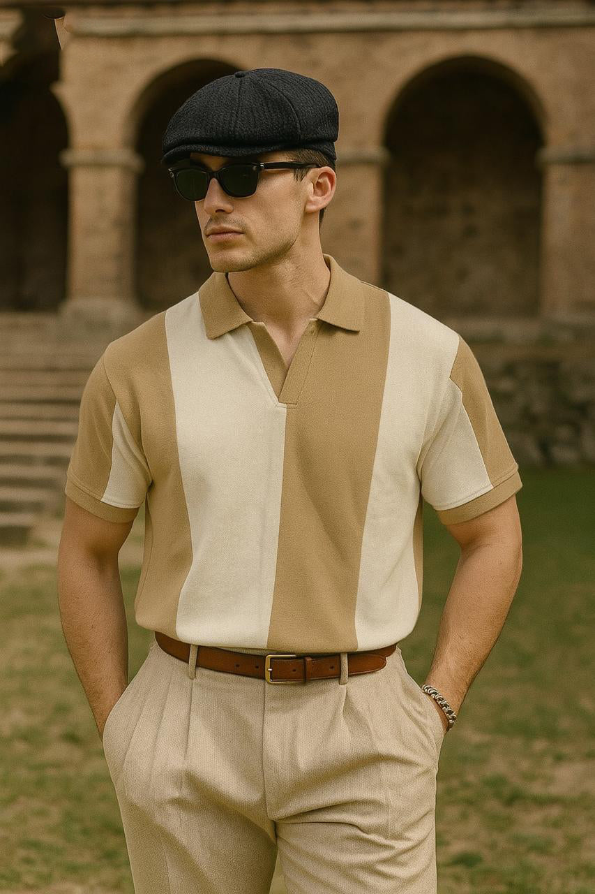 VINTAGE POLO - BIEGE & WHITE
