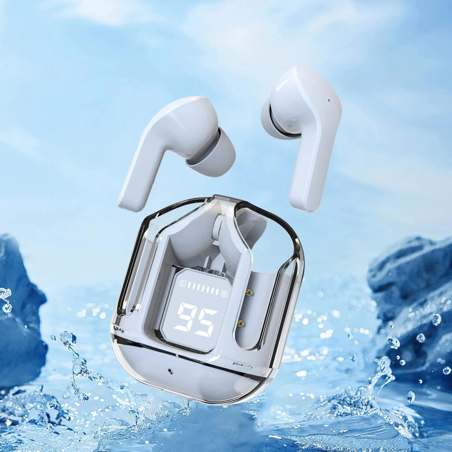 AIR 31 TRANSPARENT WIRELESS STEREO EARBUDS - WHITE