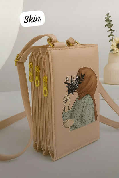 HIJABI GIRL PRINTED POUCH STYLE BAG