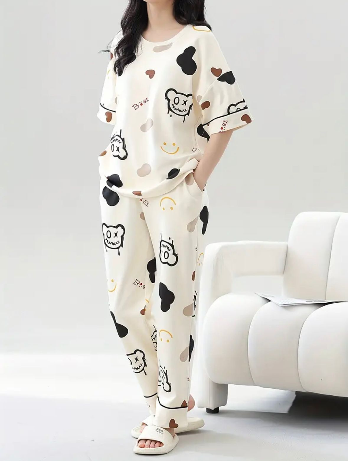 HAPPY DOODLES PRINTED NIGHT SUIT