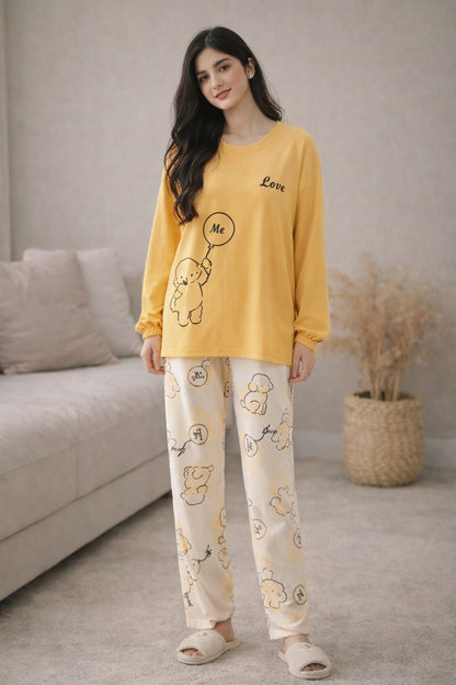 LOVE ME TEDDY PRINTED NIGHT SUIT