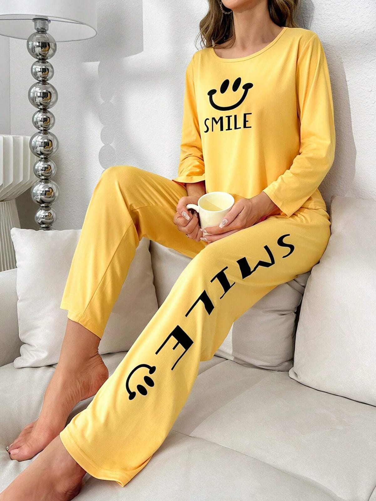 SUNNY SMILE PRINTED-YELLOW NIGHT SUIT