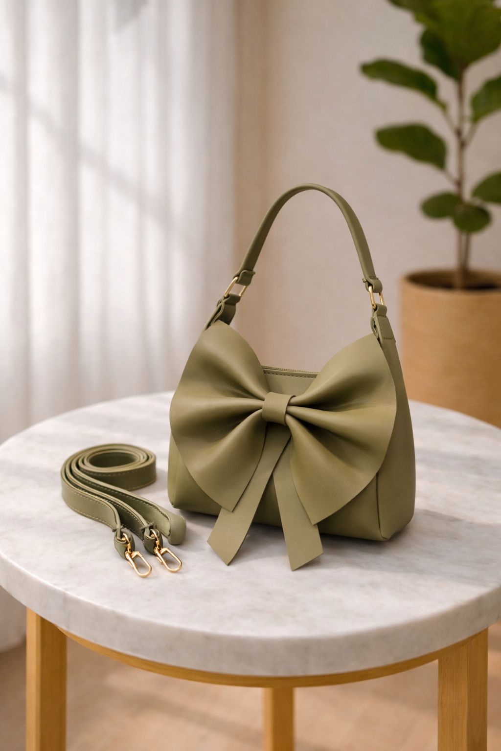 VELOURA BOW STYLE HAND BAG