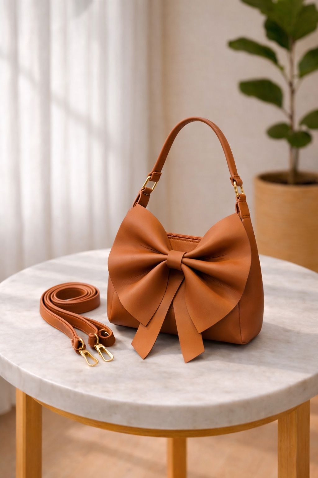 VELOURA BOW STYLE HAND BAG