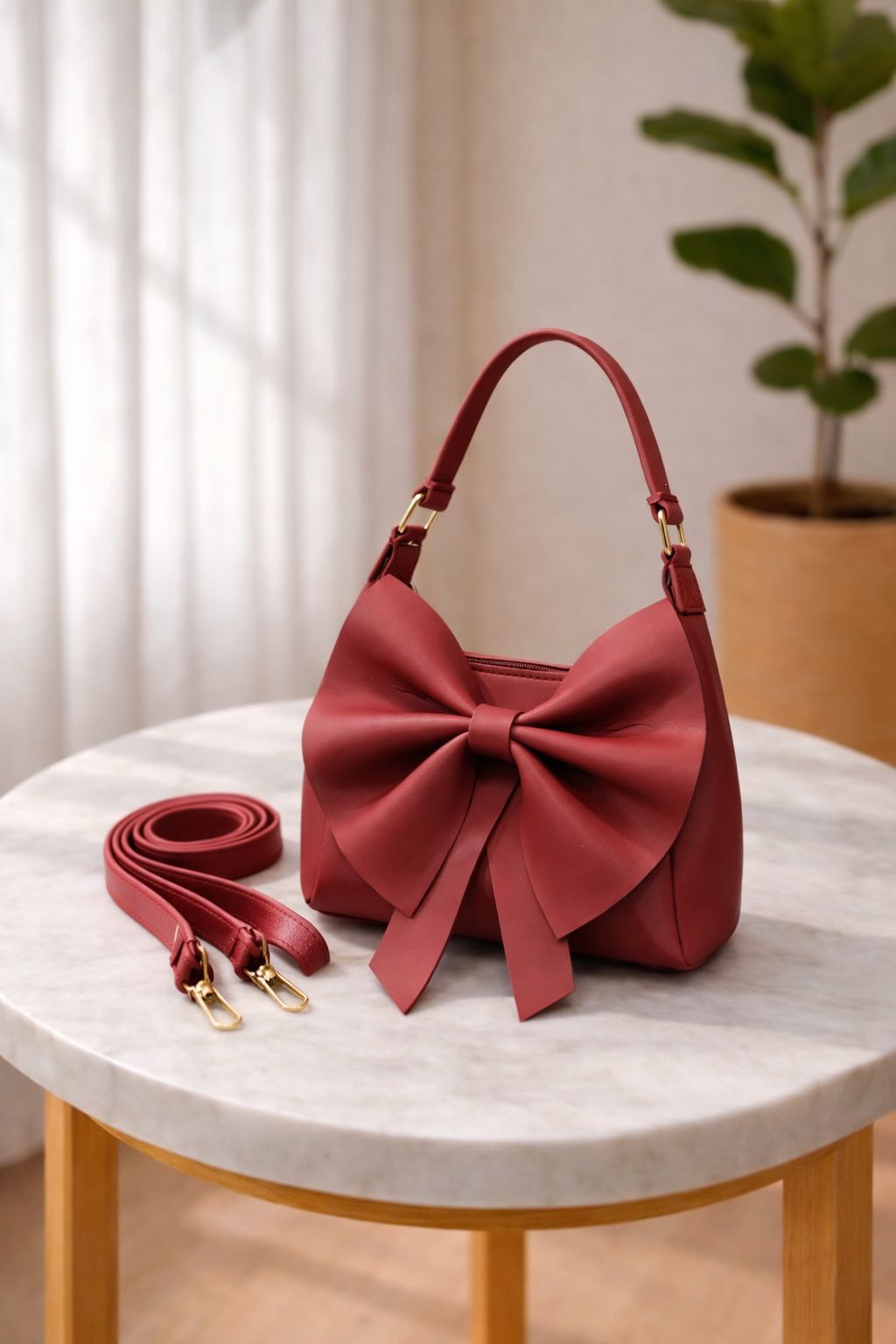 VELOURA BOW STYLE HAND BAG