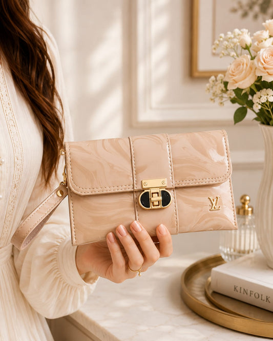 MARBLED CLUTCH SOFT BLUSH ELEGANCE