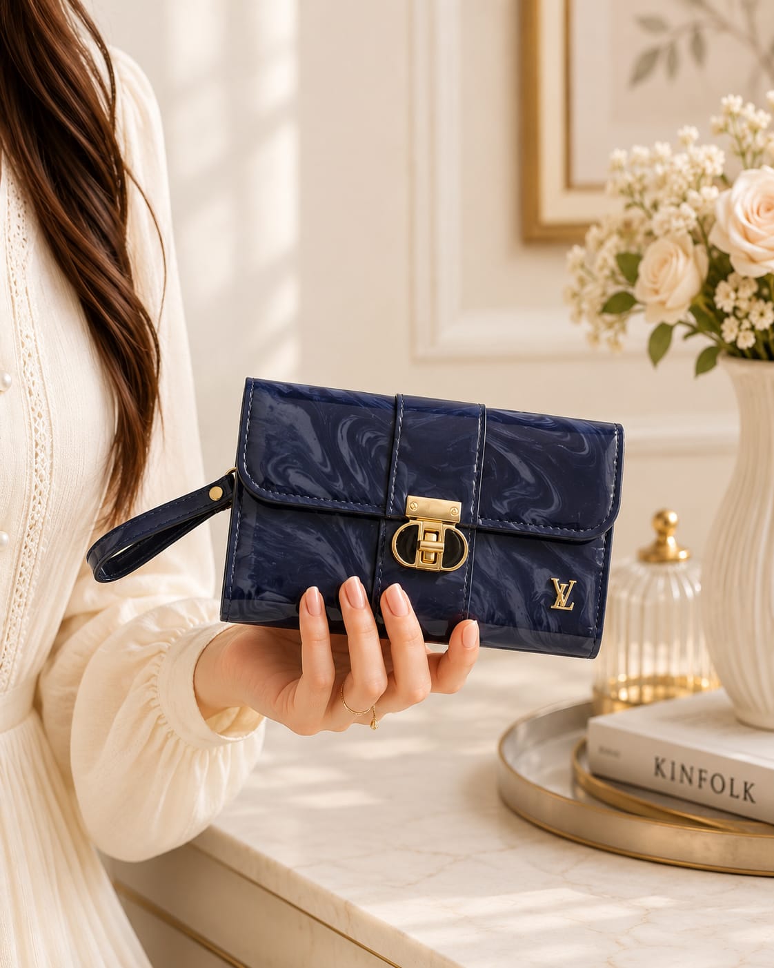MARBLED CLUTCH SOFT BLUSH ELEGANCE
