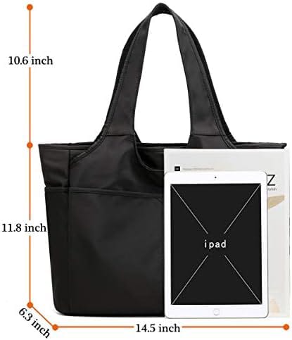 BLACK MULTI-POCKET TOTE BAG FOR WOMEN | LARGE CAPACITY SHOULDER HANDBAG