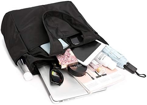 BLACK MULTI-POCKET TOTE BAG FOR WOMEN | LARGE CAPACITY SHOULDER HANDBAG