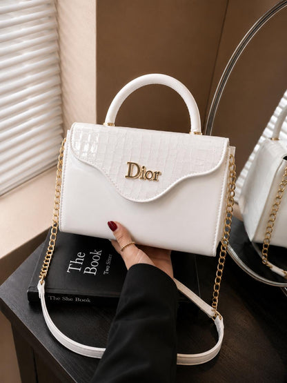 BLUSH CROC-TOP HAND BAG