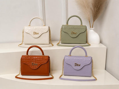 BLUSH CROC-TOP HAND BAG