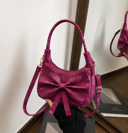 VELOURA BOW STYLE HAND BAG (MARBLE TEXTURED)