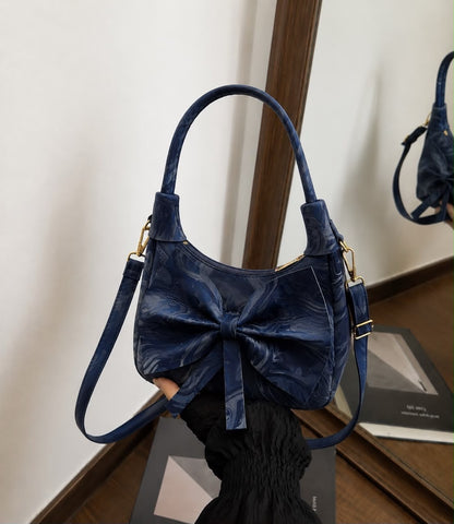 VELOURA BOW STYLE HAND BAG (MARBLE TEXTURED)