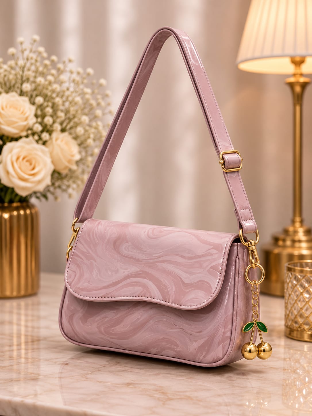 CHERRY SHOULDER BAG (MARBLE TEXTURED)