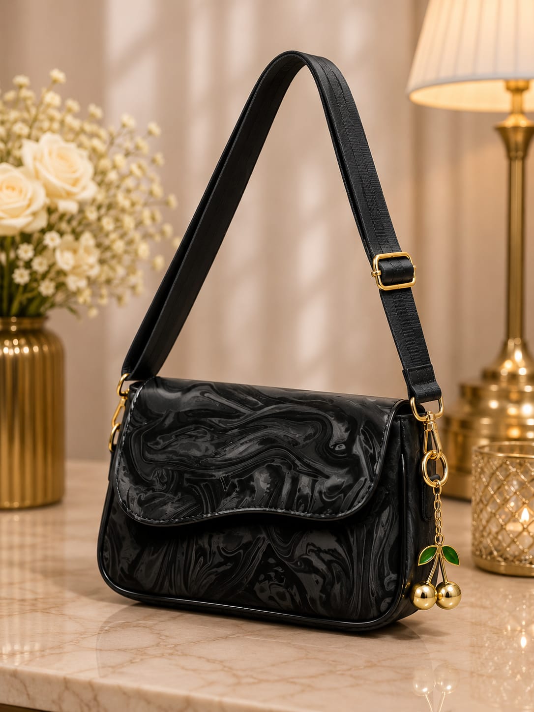 CHERRY SHOULDER BAG (MARBLE TEXTURED)