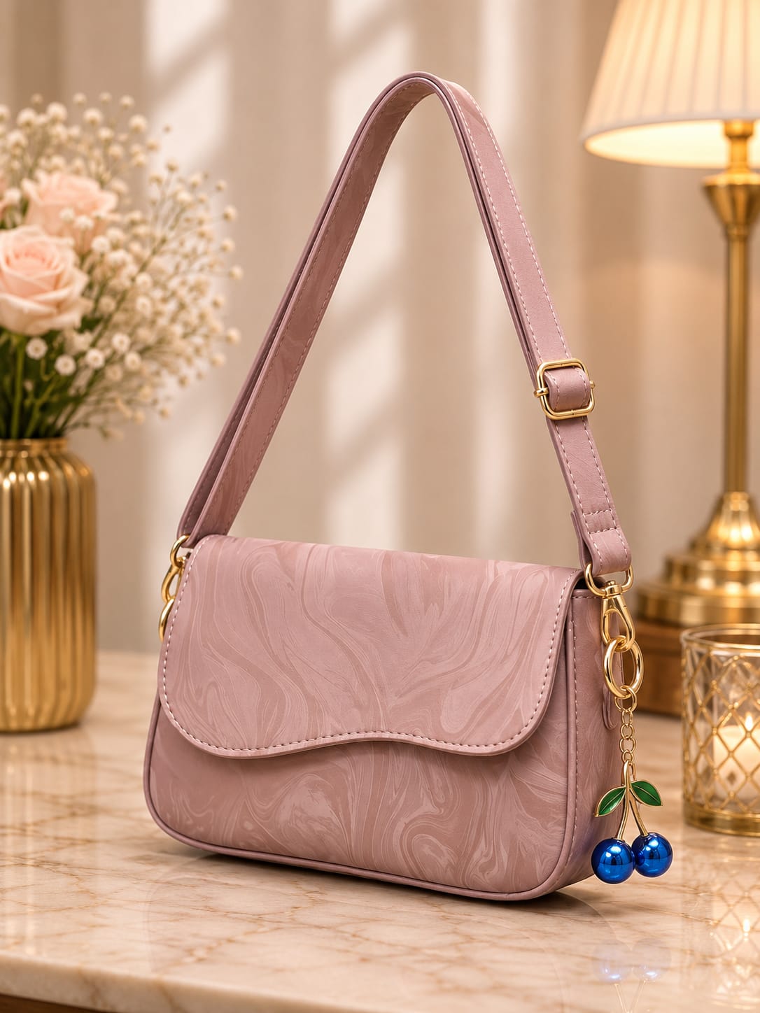 CHERRY SHOULDER BAG (MARBLE TEXTURED)