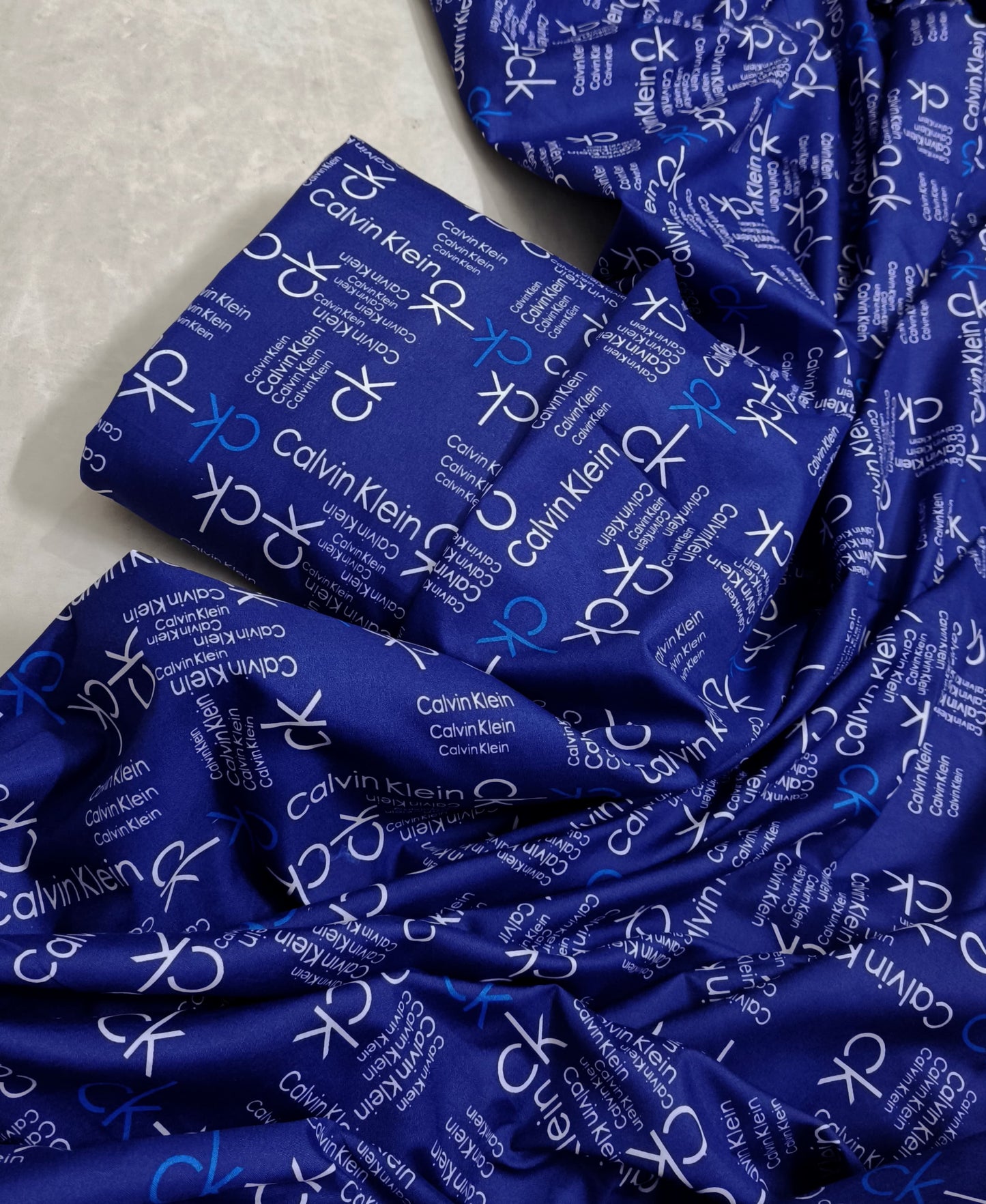 MICRO POLO COTTON- 2 PIECE-Blue With CK Print US-008