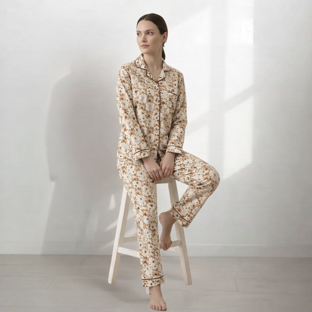 Digital Printed Button Down Night Suit - PNS-014