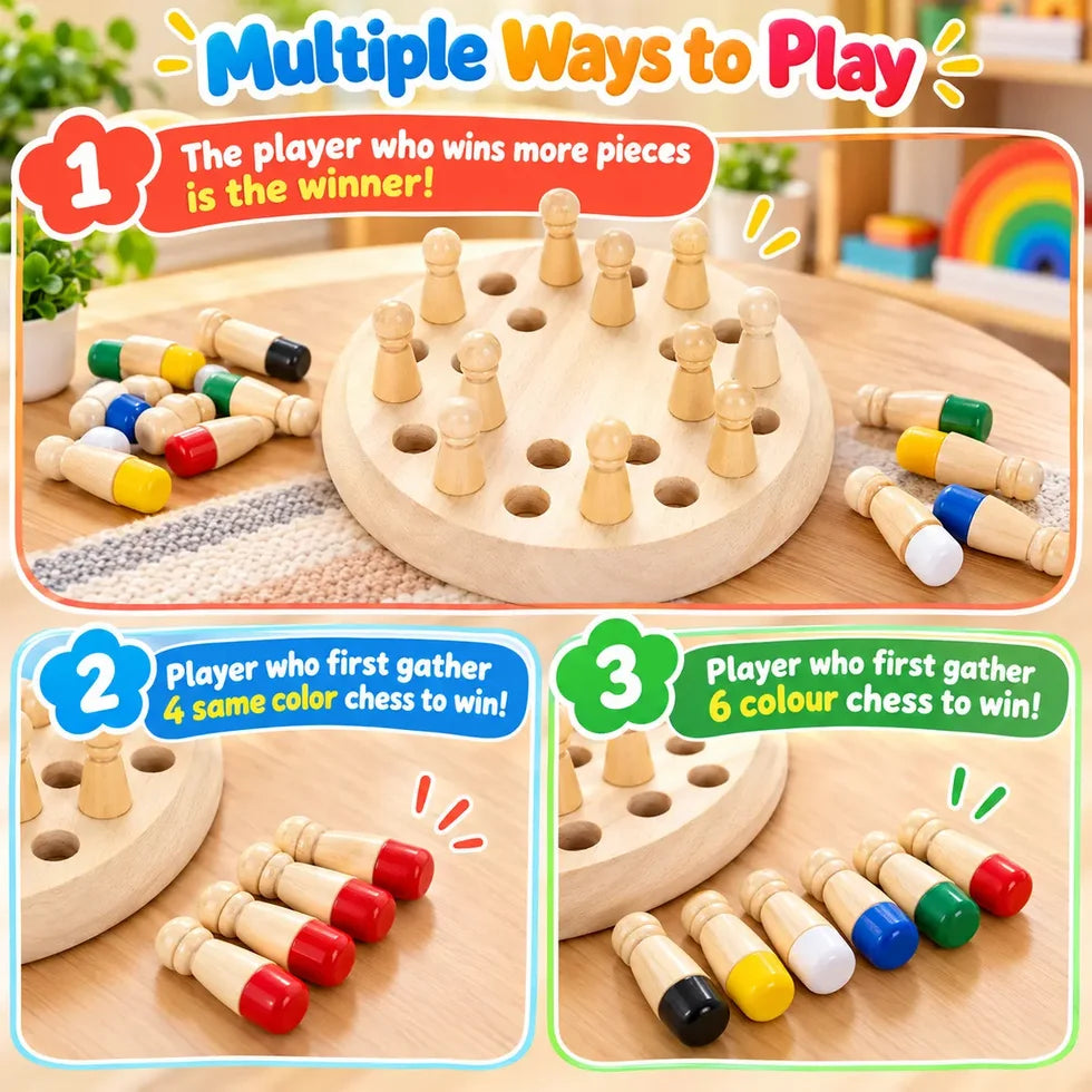 Wooden Memory Chess Matching Game