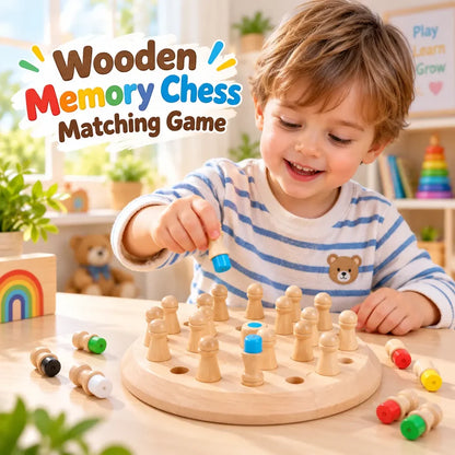 Wooden Memory Chess Matching Game